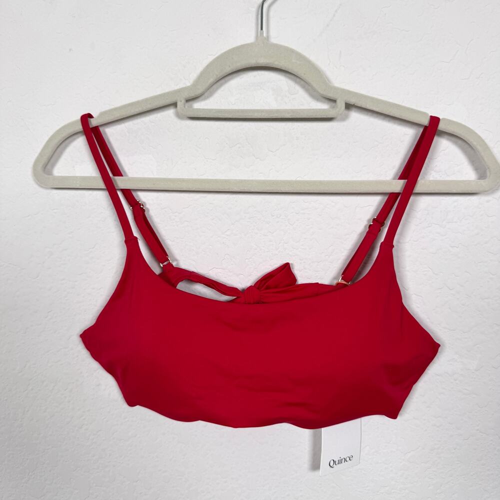 Quince Womens Italian Scoop Neck Bikini Top Size M Swimwear Swim Minimal Cherry